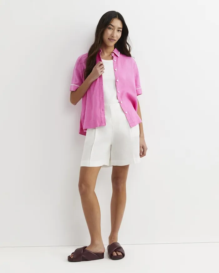 Women Sportscraft Shirts Lulu Blanket Stitch Linen Shirt Strawberry