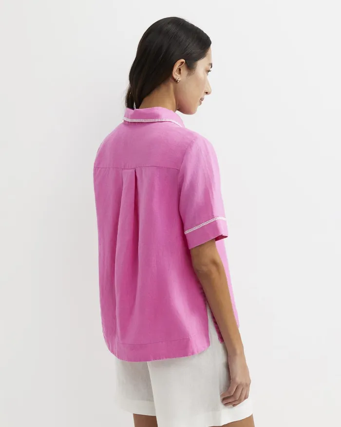Women Sportscraft Shirts Lulu Blanket Stitch Linen Shirt Strawberry