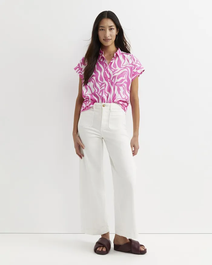 Women Sportscraft Shirts Zola Short Sleeve Lily Voile Shirt Pinkwhite