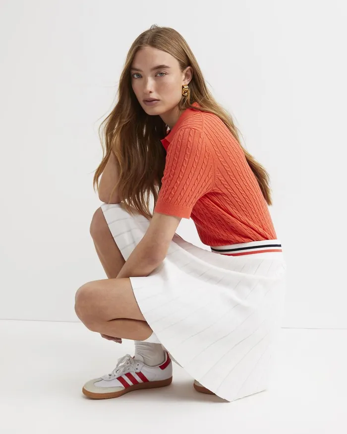 Women Sportscraft Tops and Tees Elka Cable Polo Orange