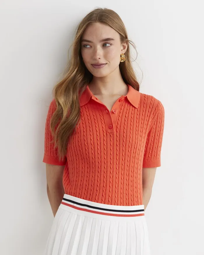 Women Sportscraft Tops and Tees Elka Cable Polo Orange