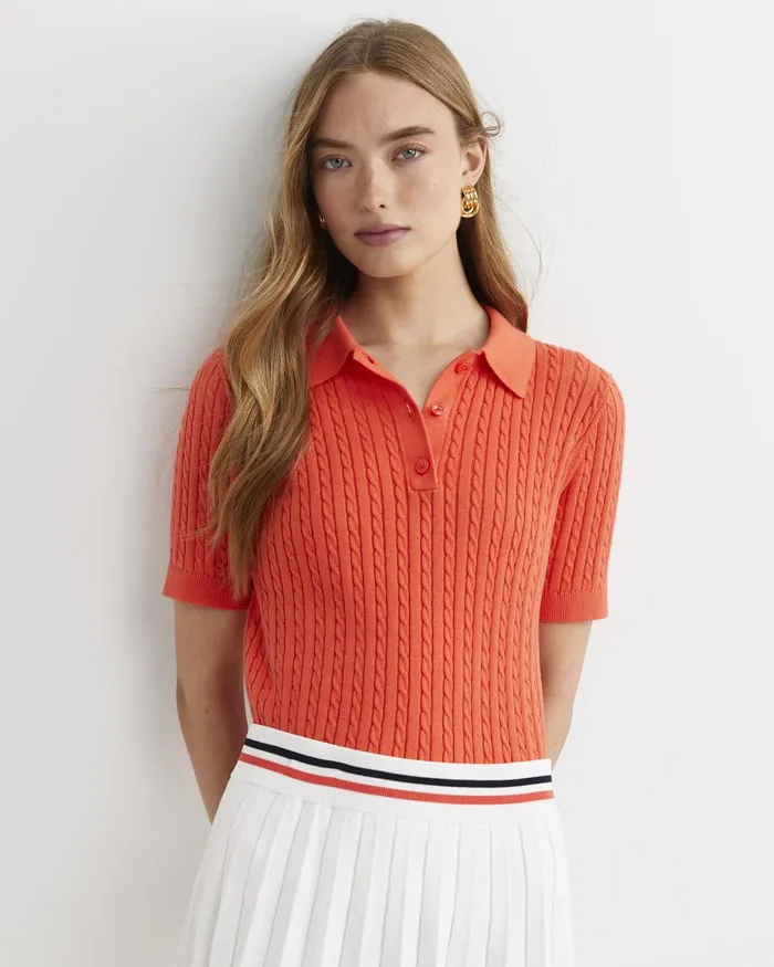 Women Sportscraft Tops and Tees Elka Cable Polo Orange