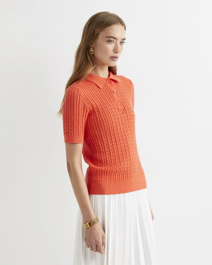 Women Sportscraft Tops and Tees Elka Cable Polo Orange