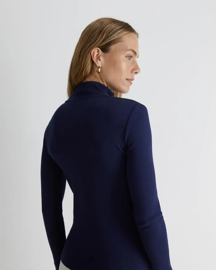 Women Sportscraft Tops and Tees Sc Zip Funnel Neck Top Navy