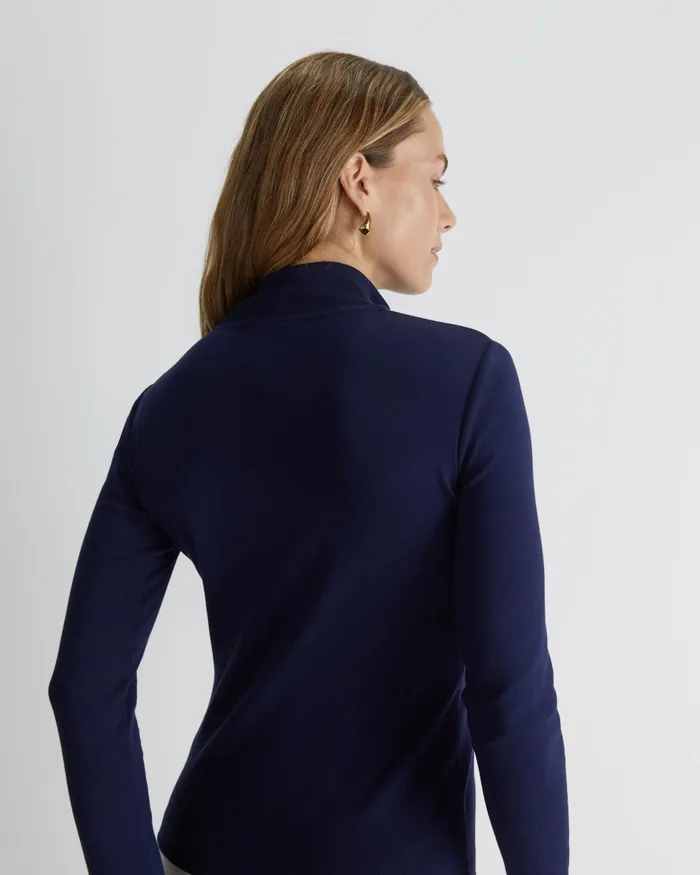 Women Sportscraft Tops and Tees Sc Zip Funnel Neck Top Navy