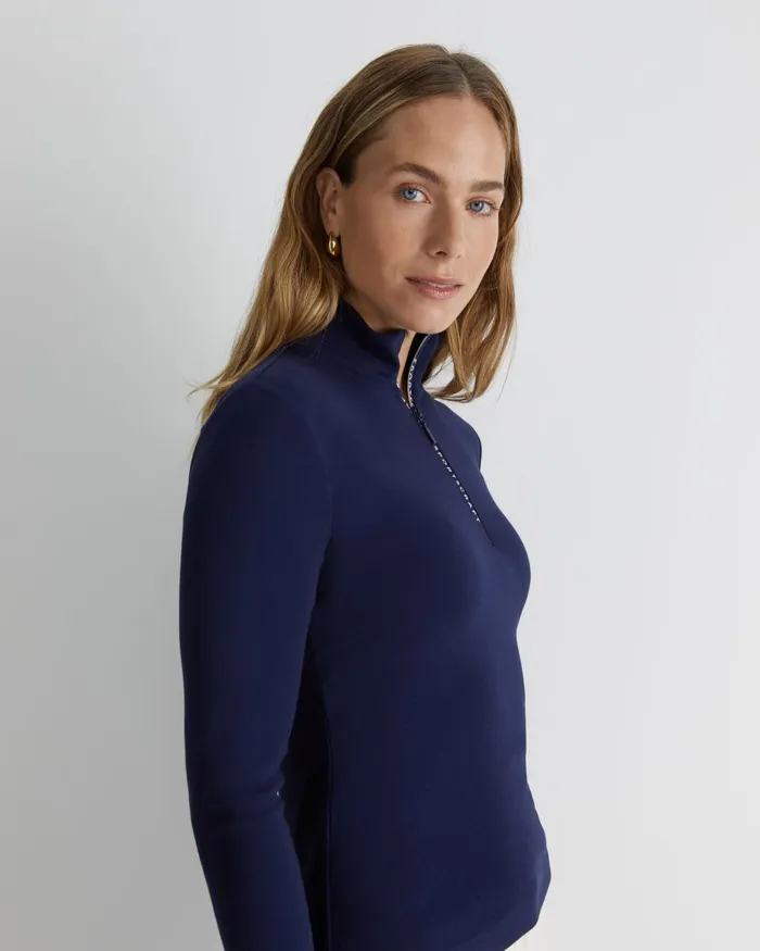 Women Sportscraft Tops and Tees Sc Zip Funnel Neck Top Navy