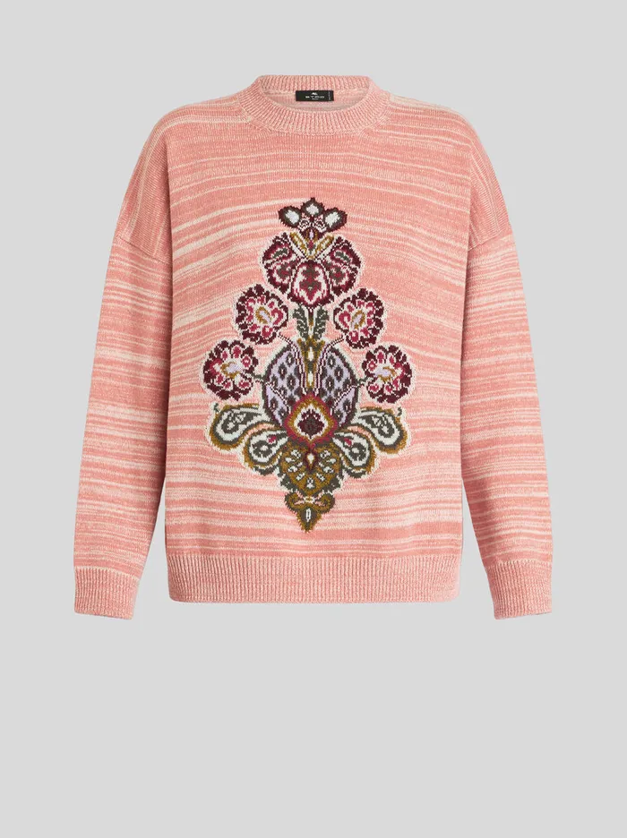 Women Striped Sweater With Tapestry Inlay Etro Knitwear