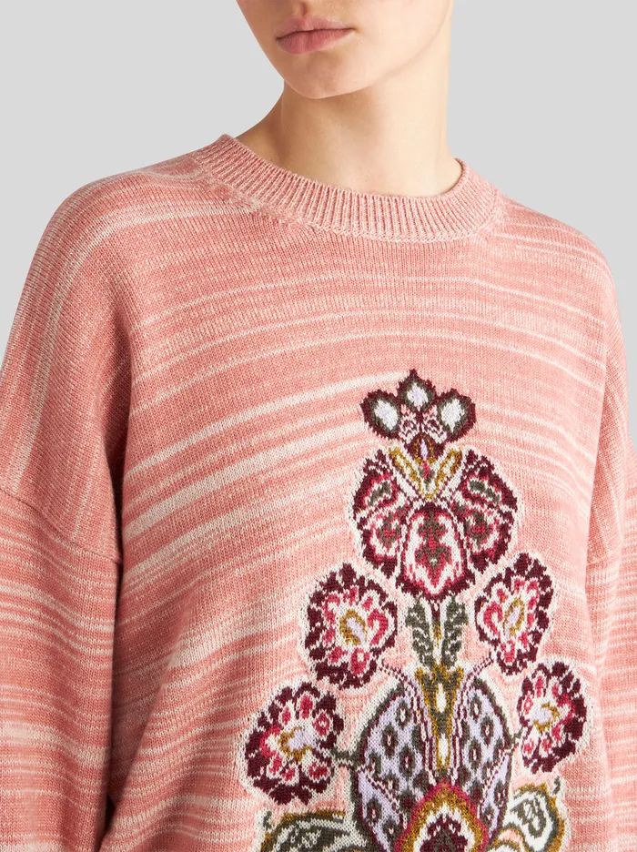Women Striped Sweater With Tapestry Inlay Etro Knitwear