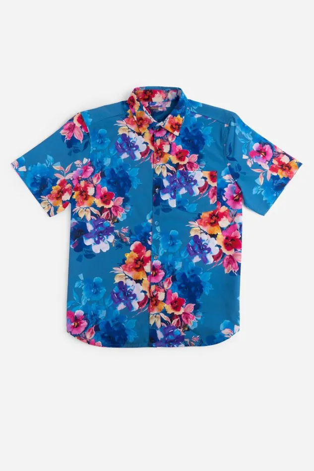 Women SUMMER DAYS MIX MENS SHIRT Summer Days blue Johnny Was Swim and Resort