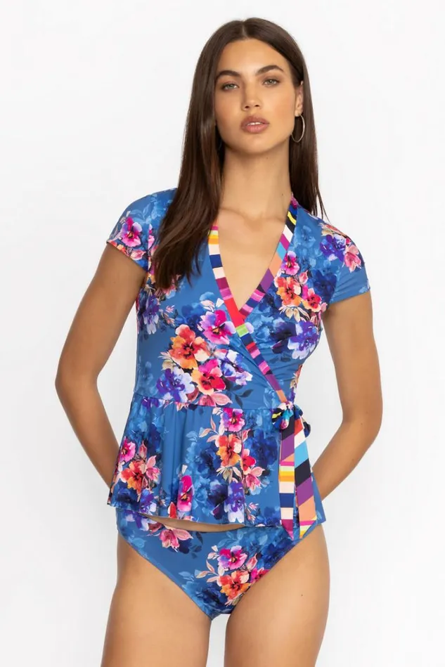 Women SUMMER DAYS MIX WRAP TANKINI TOP Summer Days blue Johnny Was Swim and Resort Women SUMMER DAYS MIX WRAP TANKINI TOP Summer Days blue Johnny Was Swim and Resort
