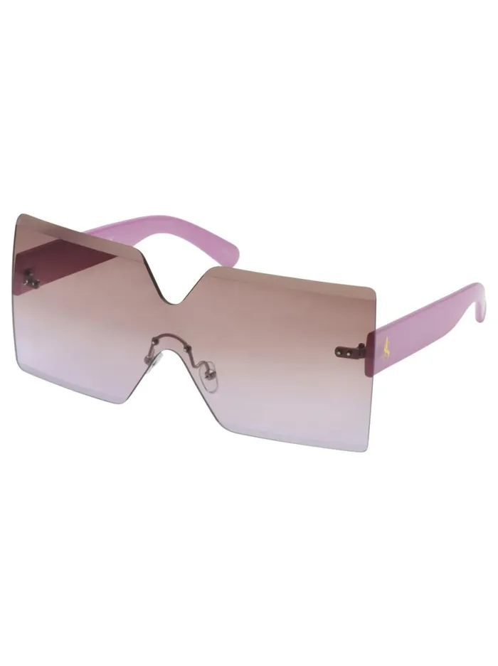 Women Sunglasses Jessica Simpson Frameless Shield Sunglasses In Mauve