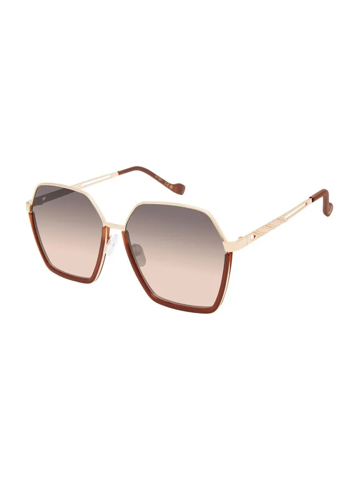 Women Sunglasses Jessica Simpson Geometric Metal Sunglasses In Gold