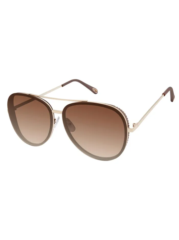 Women Sunglasses Jessica Simpson Glam Aviator Pilot Sunglasses In Gold and Brown Women Sunglasses Jessica Simpson Glam Aviator Pilot Sunglasses In Gold and Brown