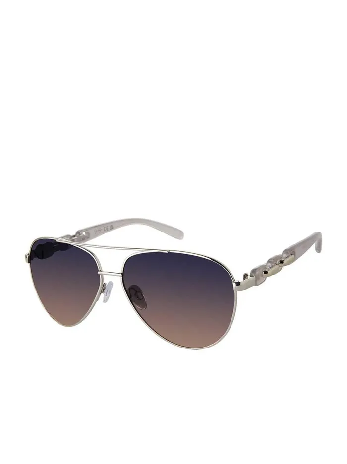 Women Sunglasses Jessica Simpson Metal Aviator Pilot Sunglasses In Silver