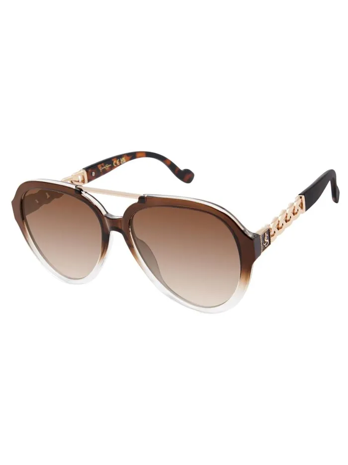 Women Sunglasses Jessica Simpson Modern Aviator Sunglasses In Brown Fade
