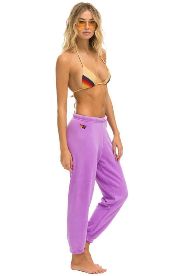 Women Sweatpants Aviator Nation 5 Stripe Sweatpants 8211 Neon Purple