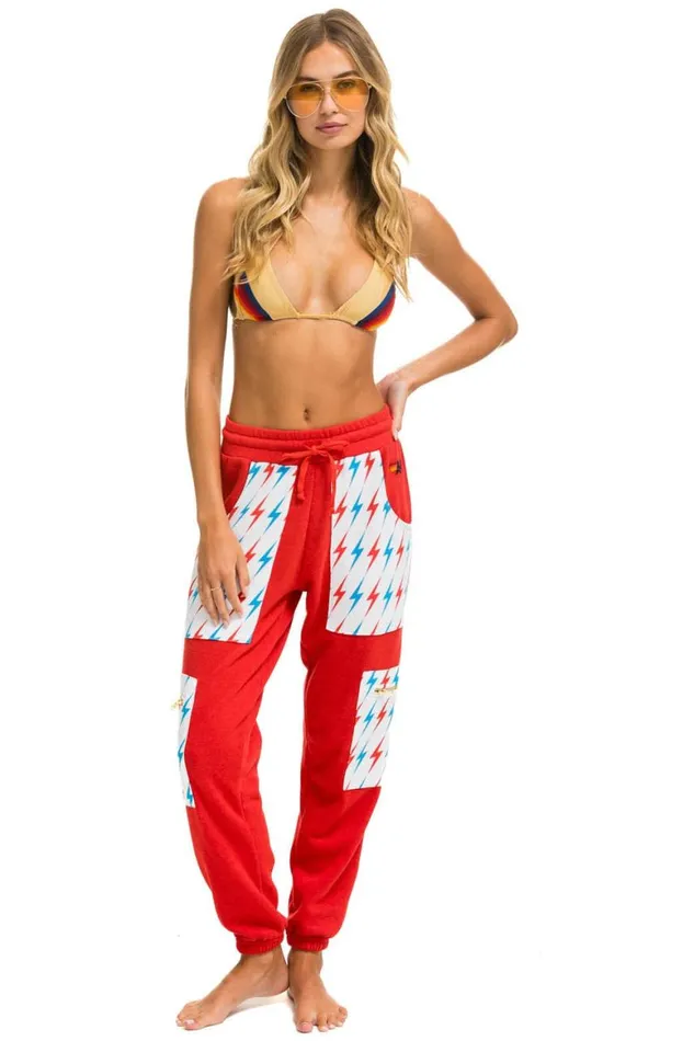 Women Sweatpants Aviator Nation Aviator Bolt Cargo Color Block Sweatpants 8211 Red Usa Women Sweatpants Aviator Nation Aviator Bolt Cargo Color Block Sweatpants 8211 Red Usa