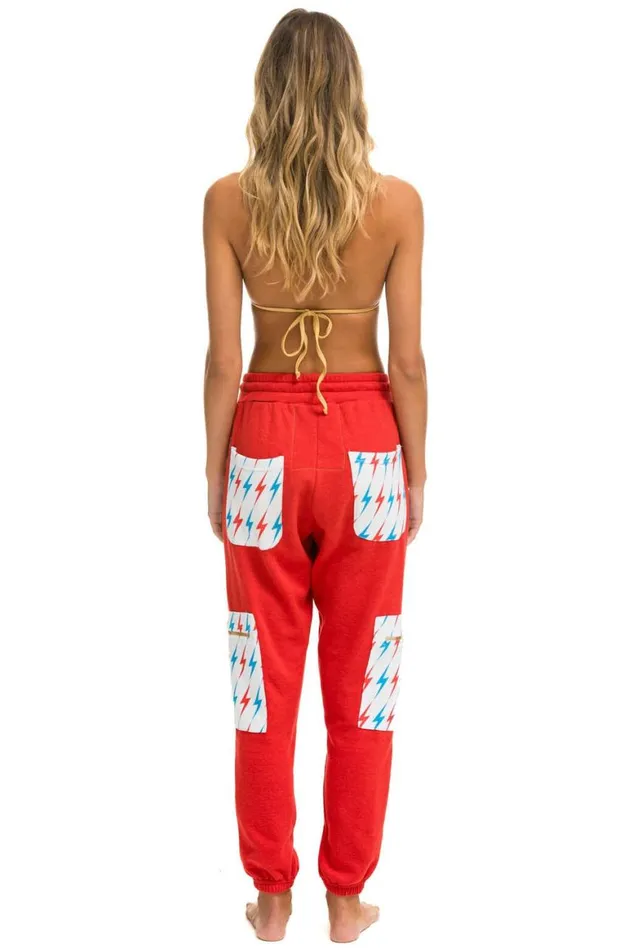 Women Sweatpants Aviator Nation Aviator Bolt Cargo Color Block Sweatpants 8211 Red Usa