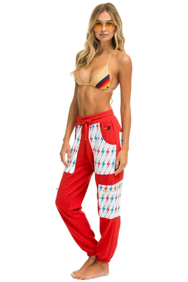 Women Sweatpants Aviator Nation Aviator Bolt Cargo Color Block Sweatpants 8211 Red Usa
