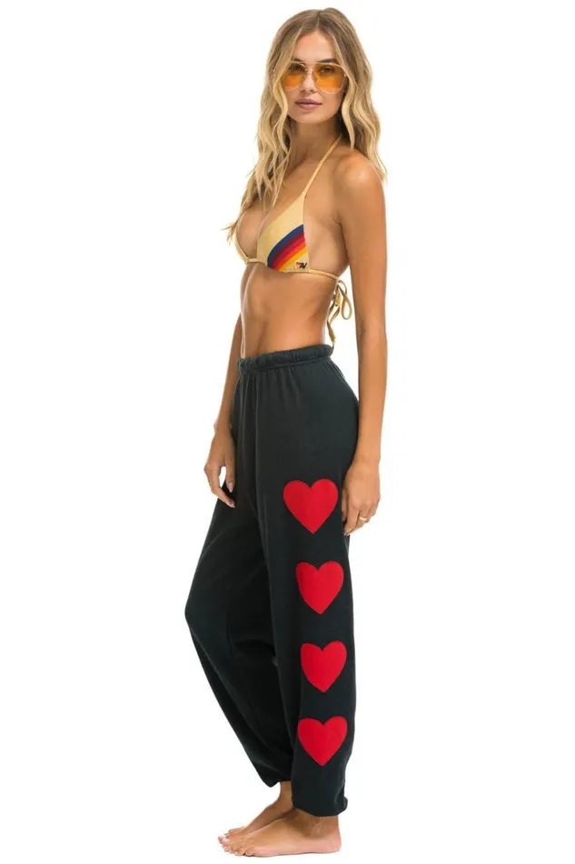 Women Sweatpants Aviator Nation Heart Stitch 4 Sweatpants 8211 Charcoal