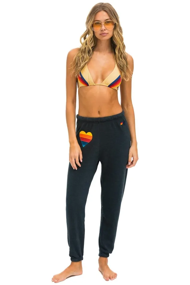 Women Sweatpants Aviator Nation Heart Stitch 5 Sweatpants 8211 Charcoal