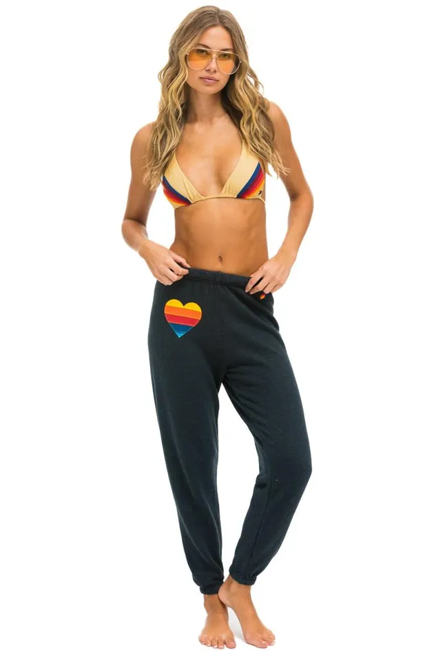 Women Sweatpants Aviator Nation Heart Stitch 5 Sweatpants 8211 Charcoal