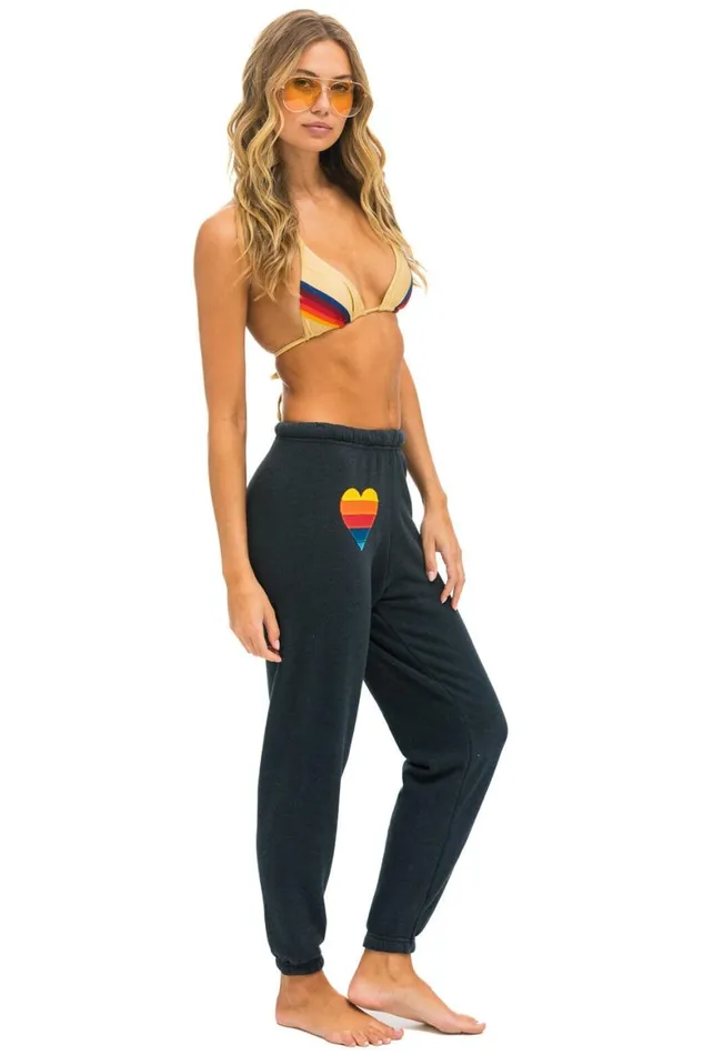 Women Sweatpants Aviator Nation Heart Stitch 5 Sweatpants 8211 Charcoal