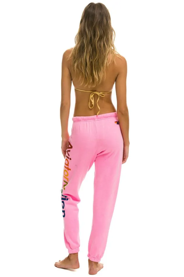 Women Sweatpants Aviator Nation Miami Sweatpants 8211 Neon Pink