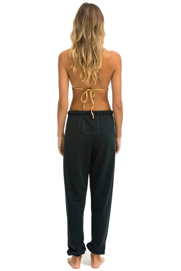 Women Sweatpants Aviator Nation Rainbow Embroidery Sweatpants 8211 Charcoal