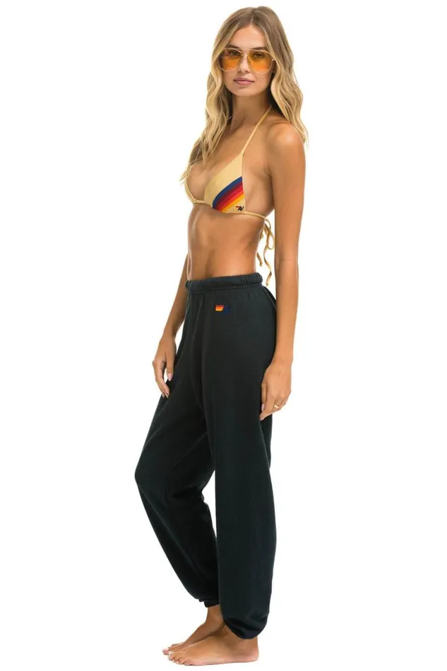 Women Sweatpants Aviator Nation Rainbow Embroidery Sweatpants 8211 Charcoal