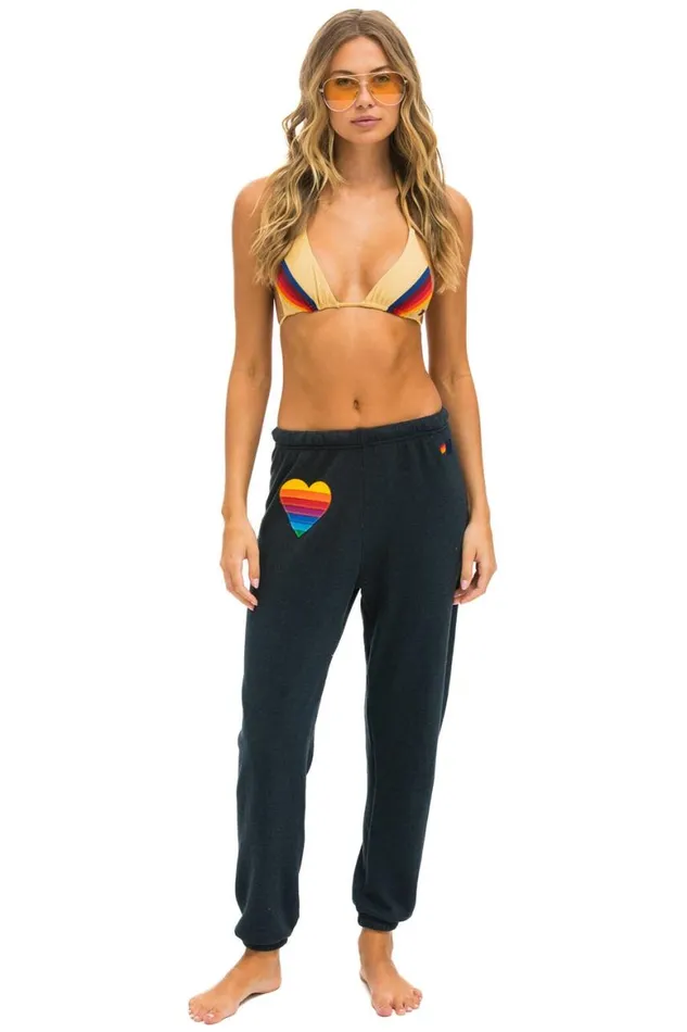 Women Sweatpants Aviator Nation Rainbow Heart Stitch Sweatpants 8211 Charcoal Women Sweatpants Aviator Nation Rainbow Heart Stitch Sweatpants 8211 Charcoal