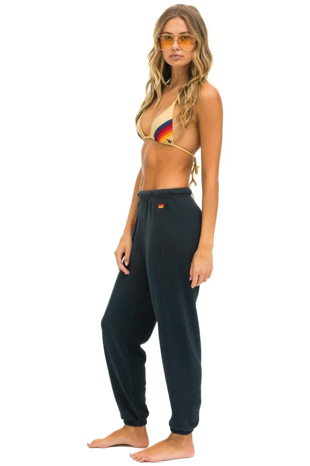 Women Sweatpants Aviator Nation Rainbow Heart Stitch Sweatpants 8211 Charcoal