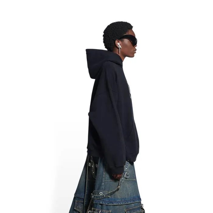 Women Sweatshirts and Hoodies Balenciaga Cities Paris Hoodie Wide Fit In Black