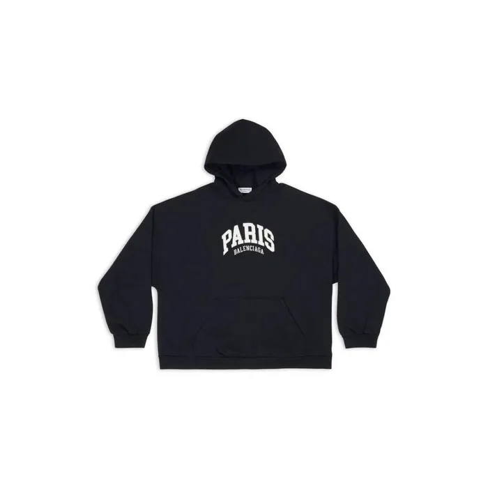 Women Sweatshirts and Hoodies Balenciaga Cities Paris Hoodie Wide Fit In Black