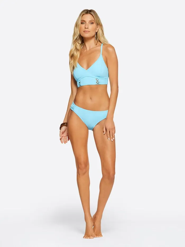 Women Swim Jessica Simpson Textured Solids Side Shirred Hipster In Sky