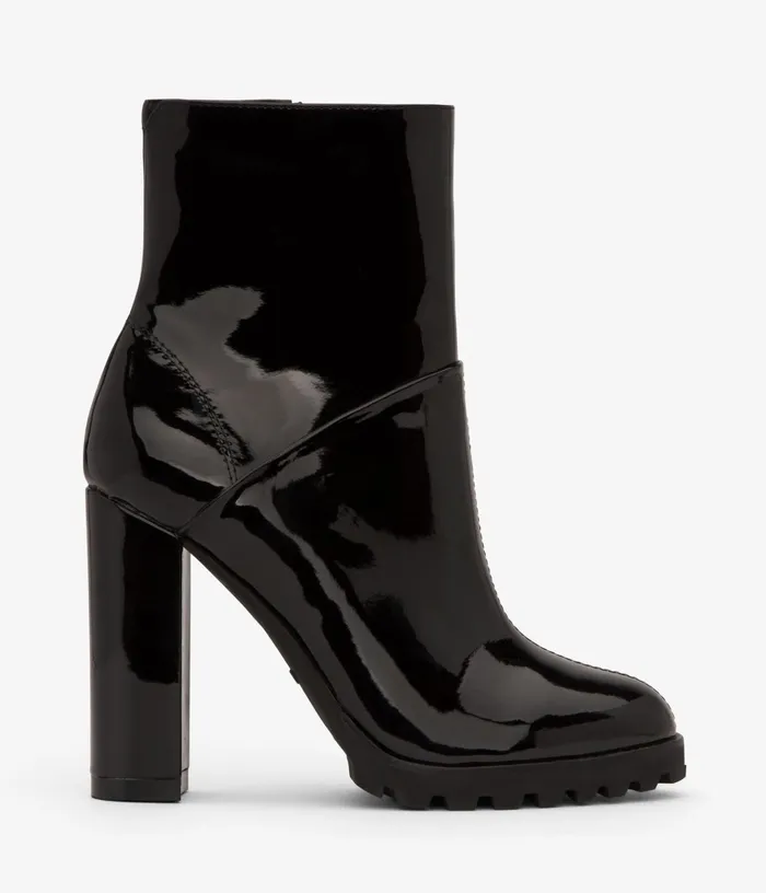 Women Taze Vegan High Heel Ankle Boots Black Matt and Nat Heels