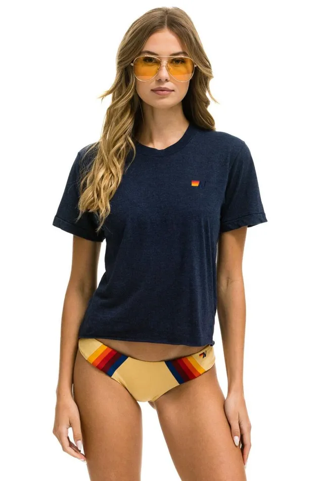 Women Tees Aviator Nation Basic Boyfriend Tee 8211 Navy