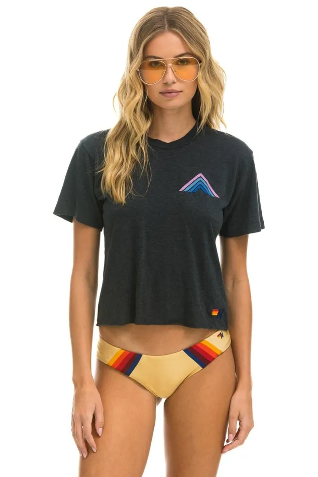 Women Tees Aviator Nation Mountain Stitch Boyfriend Tee 8211 Charcoal Blue Purple Women Tees Aviator Nation Mountain Stitch Boyfriend Tee 8211 Charcoal Blue Purple