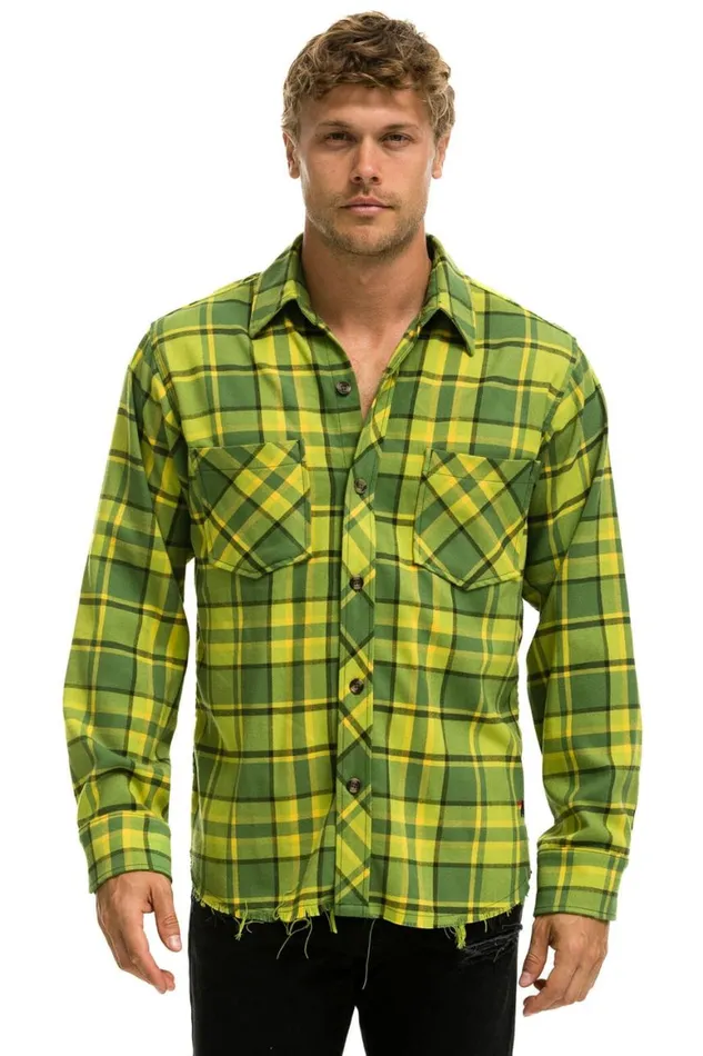 Women Tees Aviator Nation Plaid Flannel Light Weight Unisex Western Shirt 8211 Avocado Plaid