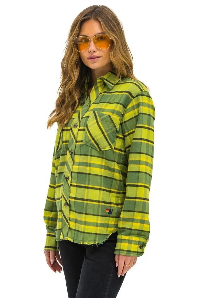 Women Tees Aviator Nation Plaid Flannel Light Weight Unisex Western Shirt 8211 Avocado Plaid