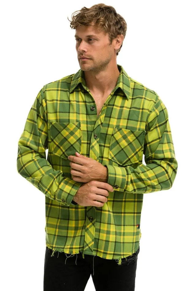 Women Tees Aviator Nation Plaid Flannel Light Weight Unisex Western Shirt 8211 Avocado Plaid