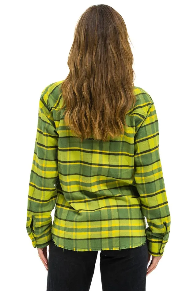 Women Tees Aviator Nation Plaid Flannel Light Weight Unisex Western Shirt 8211 Avocado Plaid