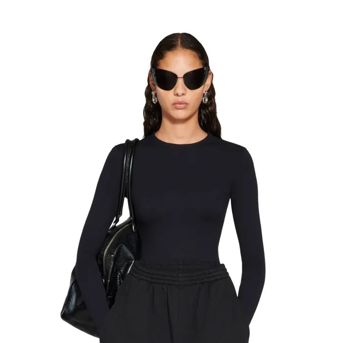 Women Tops and Shirts Balenciaga Outside Loop Fitted Top In Black