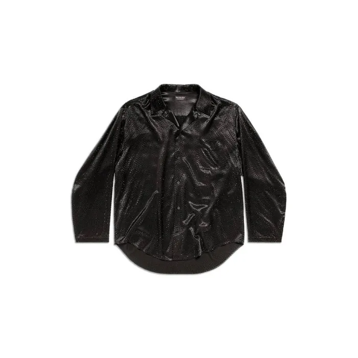 Women Tops and Shirts Balenciaga Rhinestone Minimal Shirt Large Fit In Black