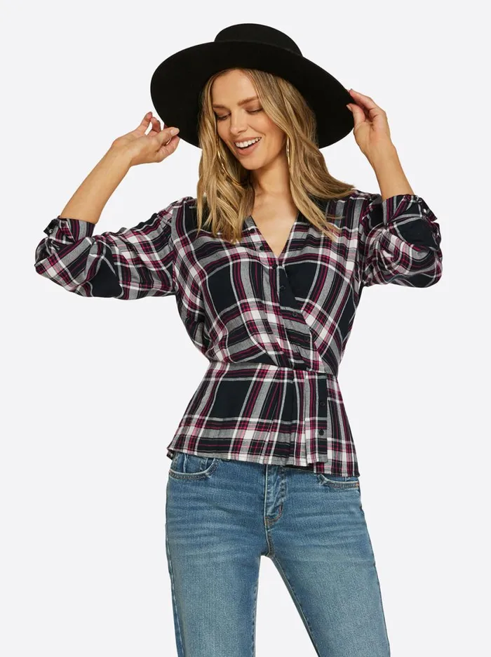 Women Tops and Tees Jessica Simpson Gillian Top In Bakers Plaid
