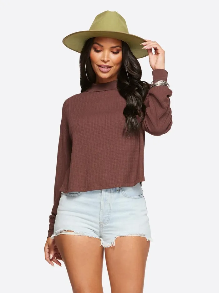 Women Tops and Tees Jessica Simpson Preston Tee In Deep Mahogany
