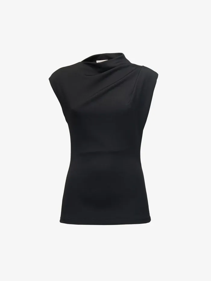 Women Tops And Shirts Alexander McQueen Asymmetric Draped Top Black