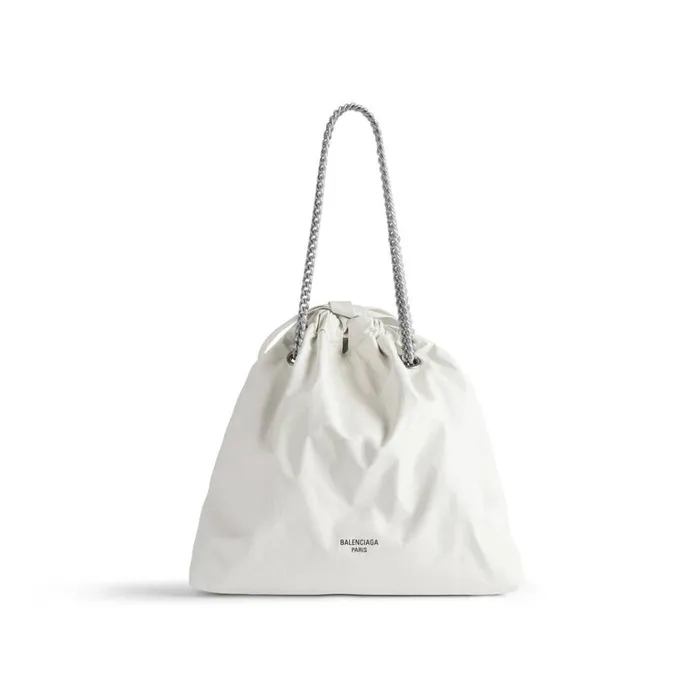 Women Tote Bags Balenciaga Crush Medium Tote Bag In White