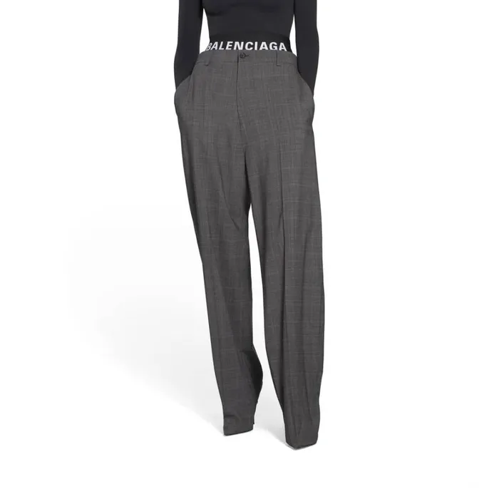 Women Trousers Balenciaga Knife Tailored Pantashoes In Grey