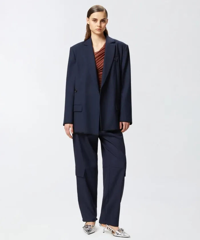 Women Trousers Pinko Cargo Trousers With Matching Belt Gloomy Blue